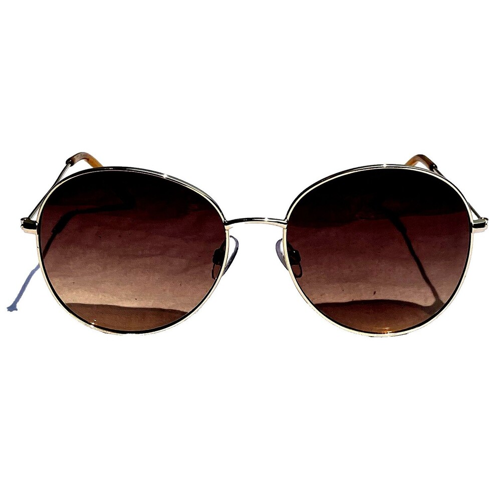 FTG Foster Grant Sunglasses Round Gold Metal Hippie Lennon Retro